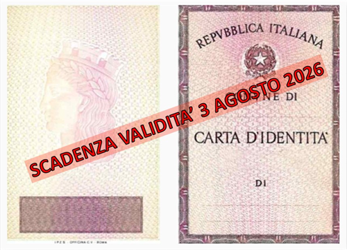 Aggiornamento su validità carta identità cartacea